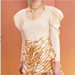 Ulla Johnson Joanne Puff Poplin Rib Long Sleeve Top